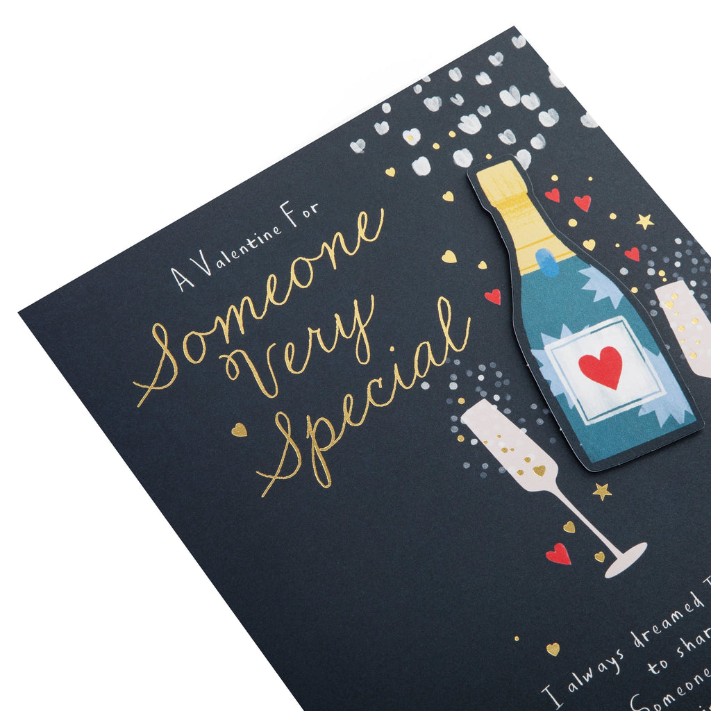 Valentine's Day Card for Someone Special - Champagne Bottle & Glasses Design