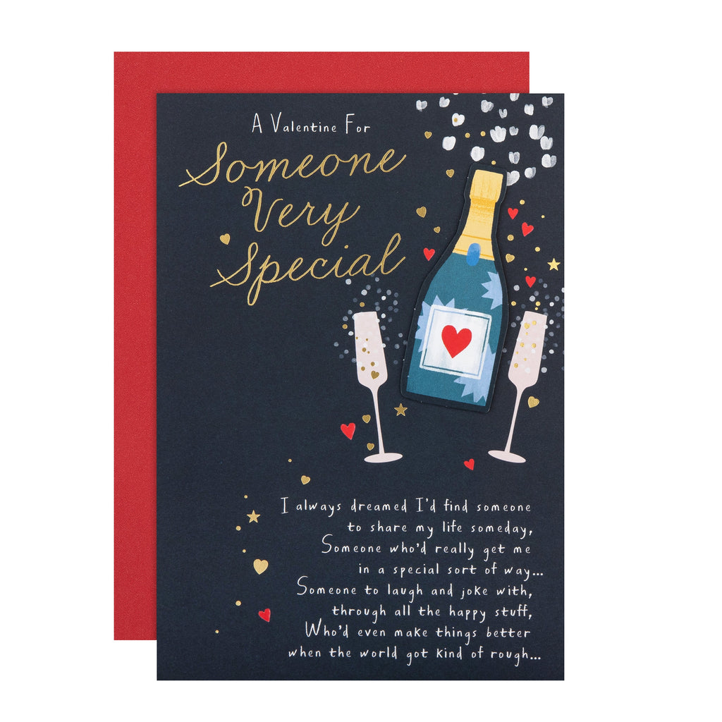 Valentine's Day Card for Someone Special - Champagne Bottle & Glasses Design