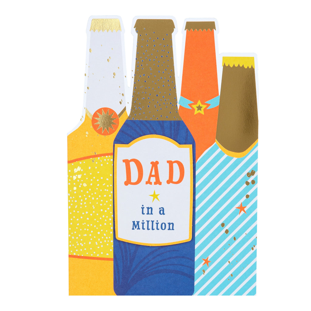 Birthday Card for Dad - Hello Sunrise Colourful Beer Bottles Design