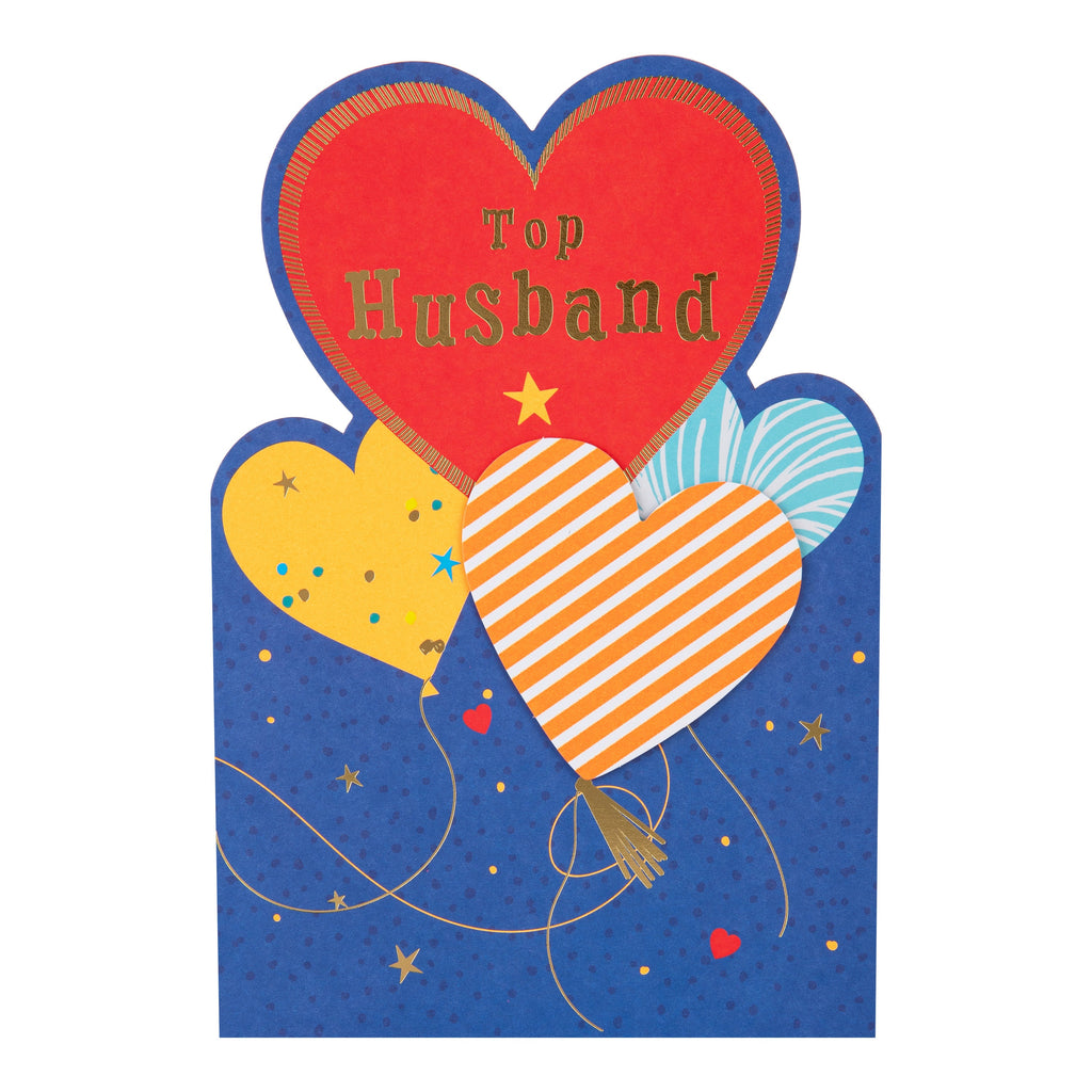 Birthday Card for Husband - Hello Sunrise Colourful Hearts Design