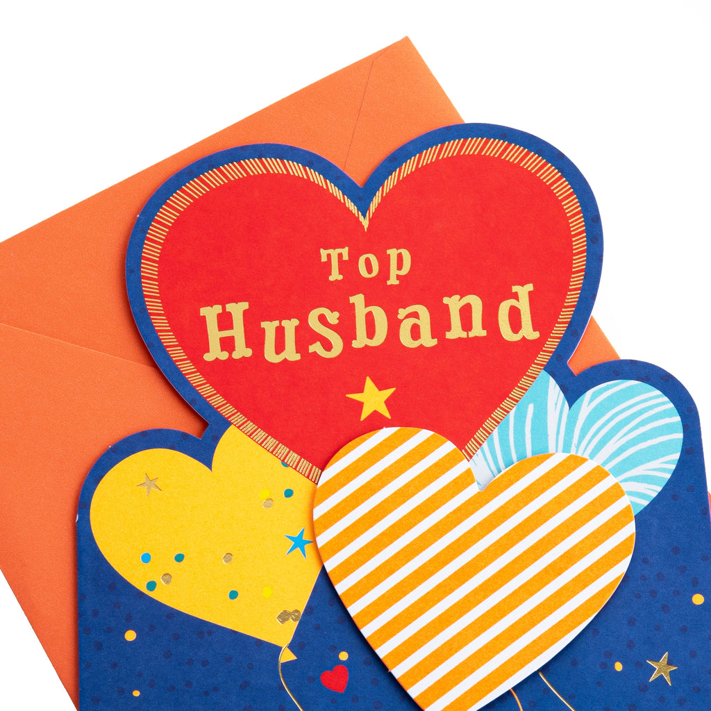 Birthday Card for Husband - Hello Sunrise Colourful Hearts Design