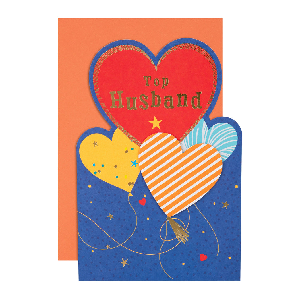 Birthday Card for Husband - Hello Sunrise Colourful Hearts Design