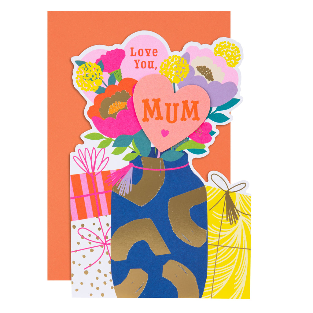 Birthday Card for Mum - Hello Sunrise Colourful Vase & Flowers Design