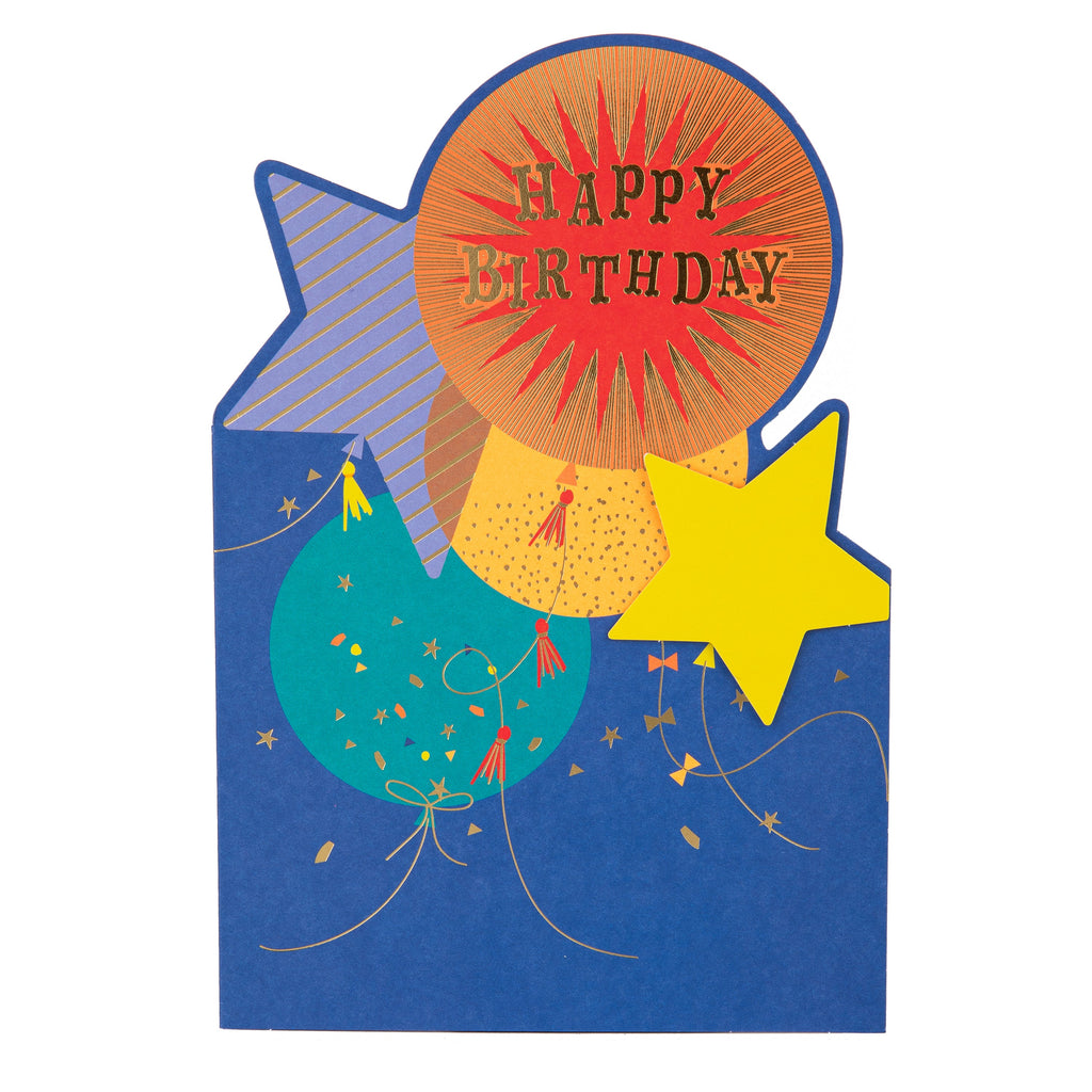 Kids Birthday Card - Hello Sunrise Colourful Balloons Design