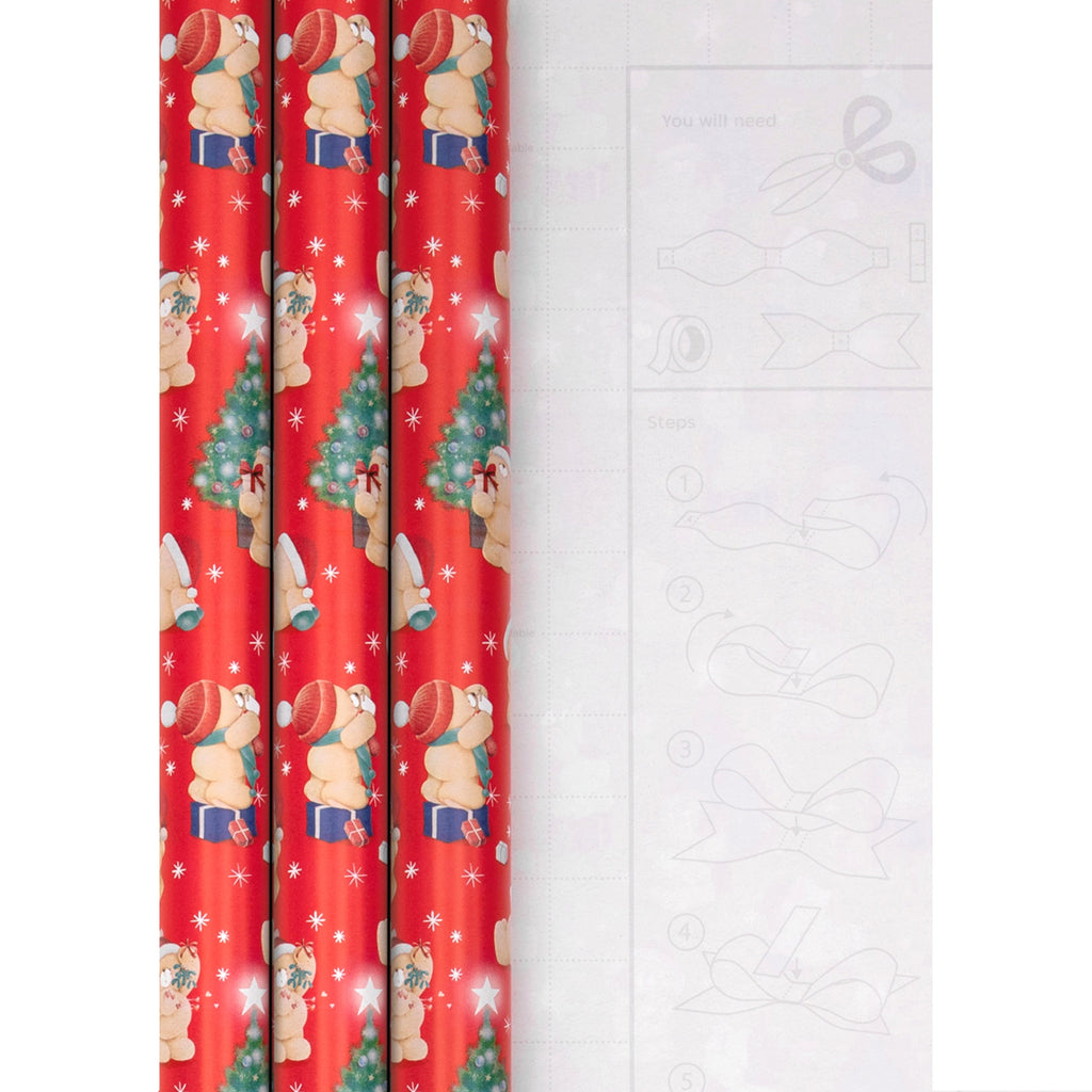 12M Christmas Wrapping Paper - 3 x 4M Rolls in 1 Cute Forever Friends Design