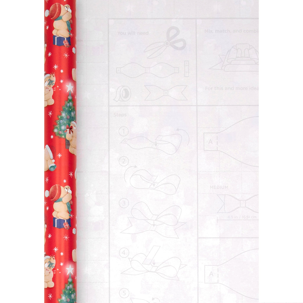 12M Christmas Wrapping Paper - 3 x 4M Rolls in 1 Cute Forever Friends Design