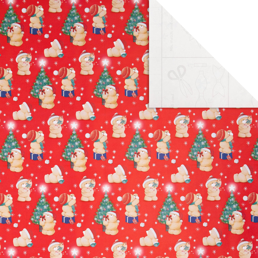 12M Christmas Wrapping Paper - 3 x 4M Rolls in 1 Cute Forever Friends Design