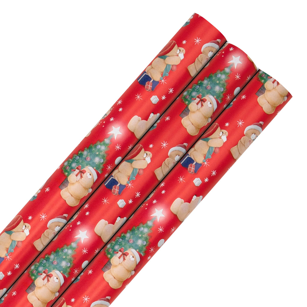 12M Christmas Wrapping Paper - 3 x 4M Rolls in 1 Cute Forever Friends Design