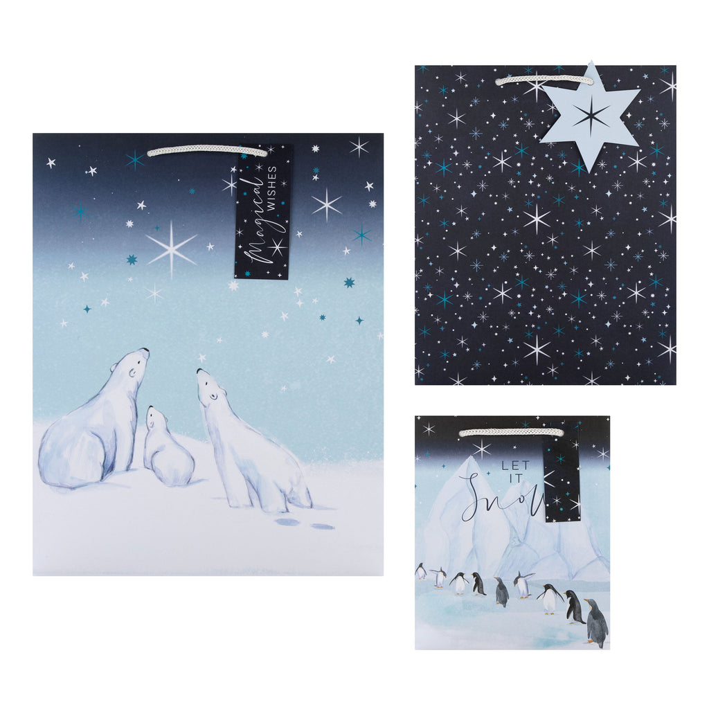 Christmas Gift Bags - Pack of 3 Arctic Designs