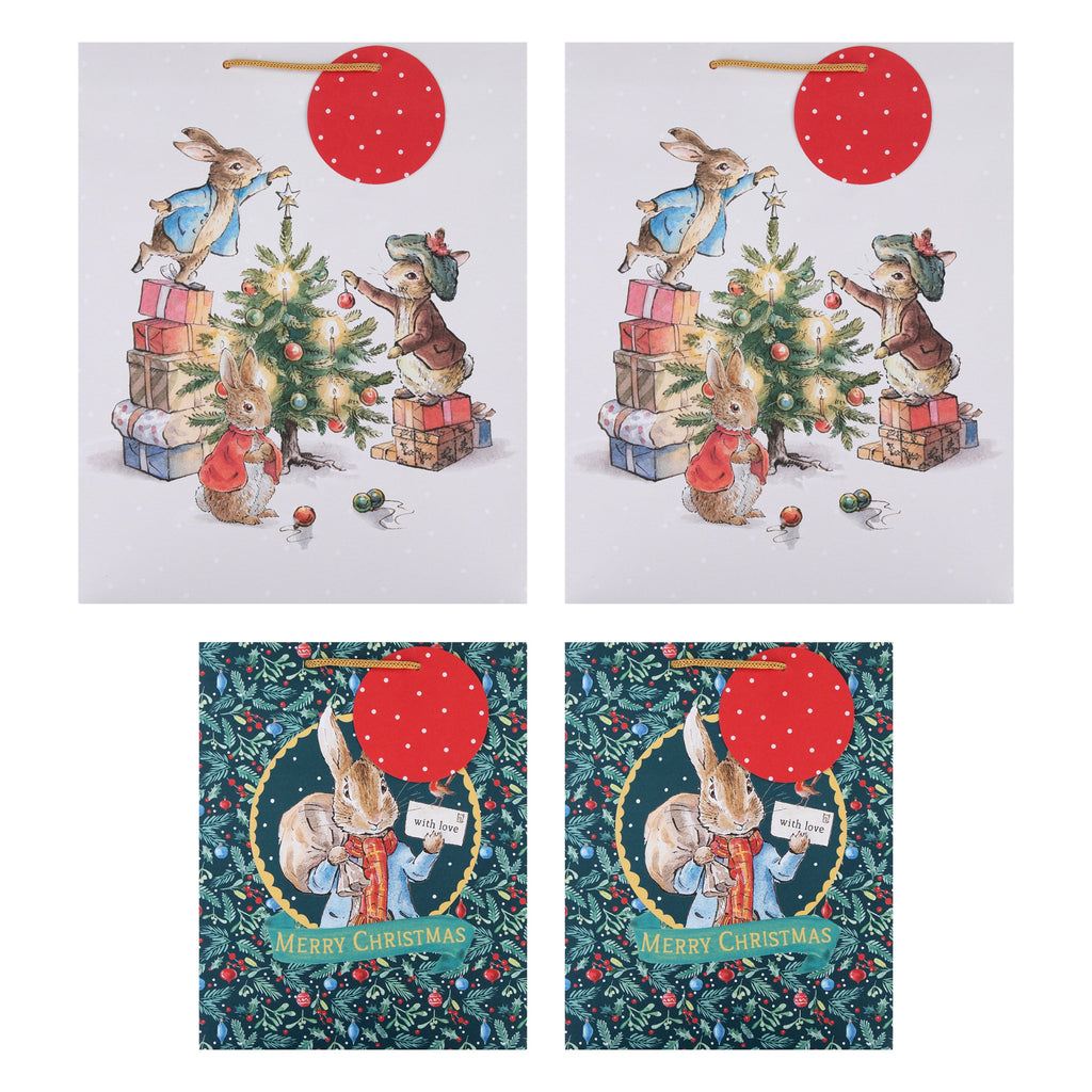 Christmas Gift Bags - Pack of 4 Peter Rabbit Design