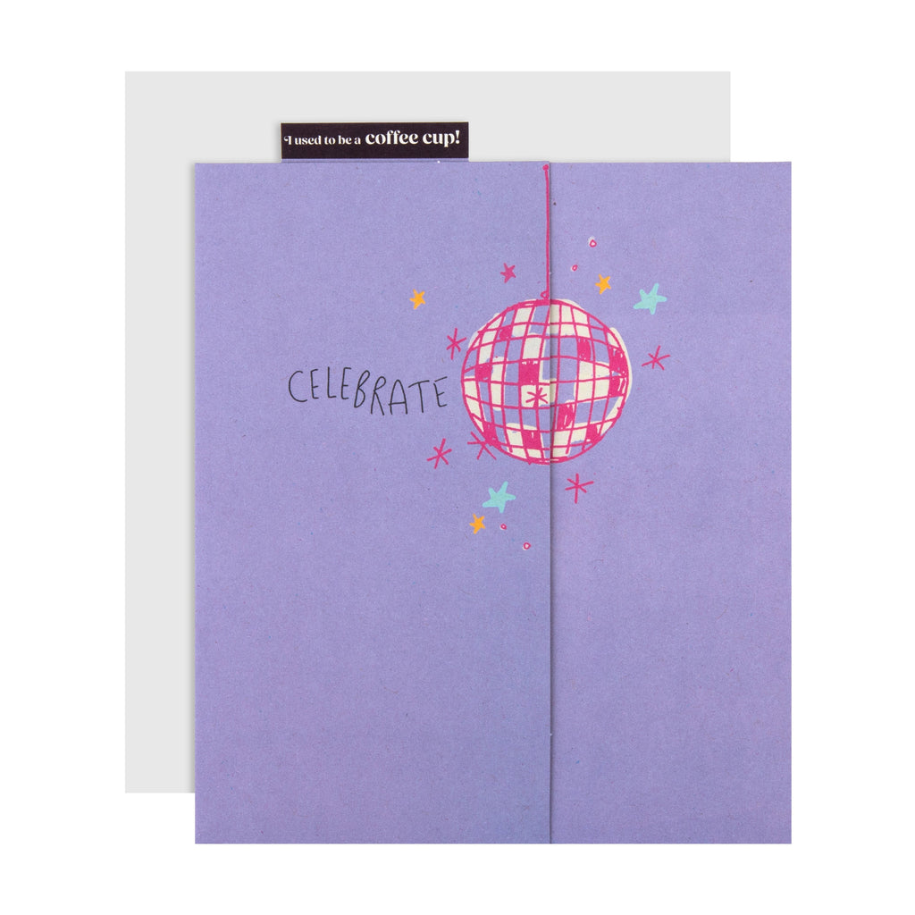 Cupcycling™ Congratulations Card - Pink Disco Ball Design