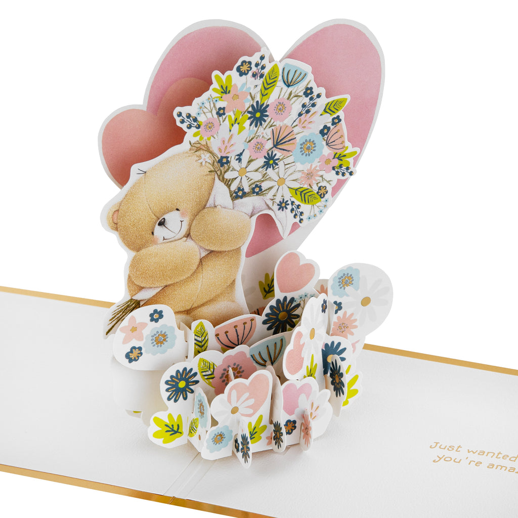 Greeting Card - 3D & Pop-Up Forever Friends Heart & Flowers Design