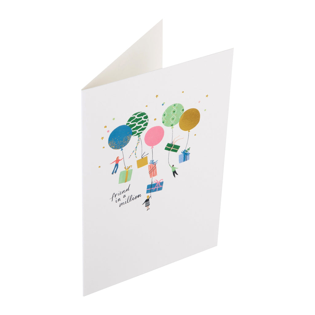 Daydream Wishes Birthday Card - Tiny people with balloons and presents