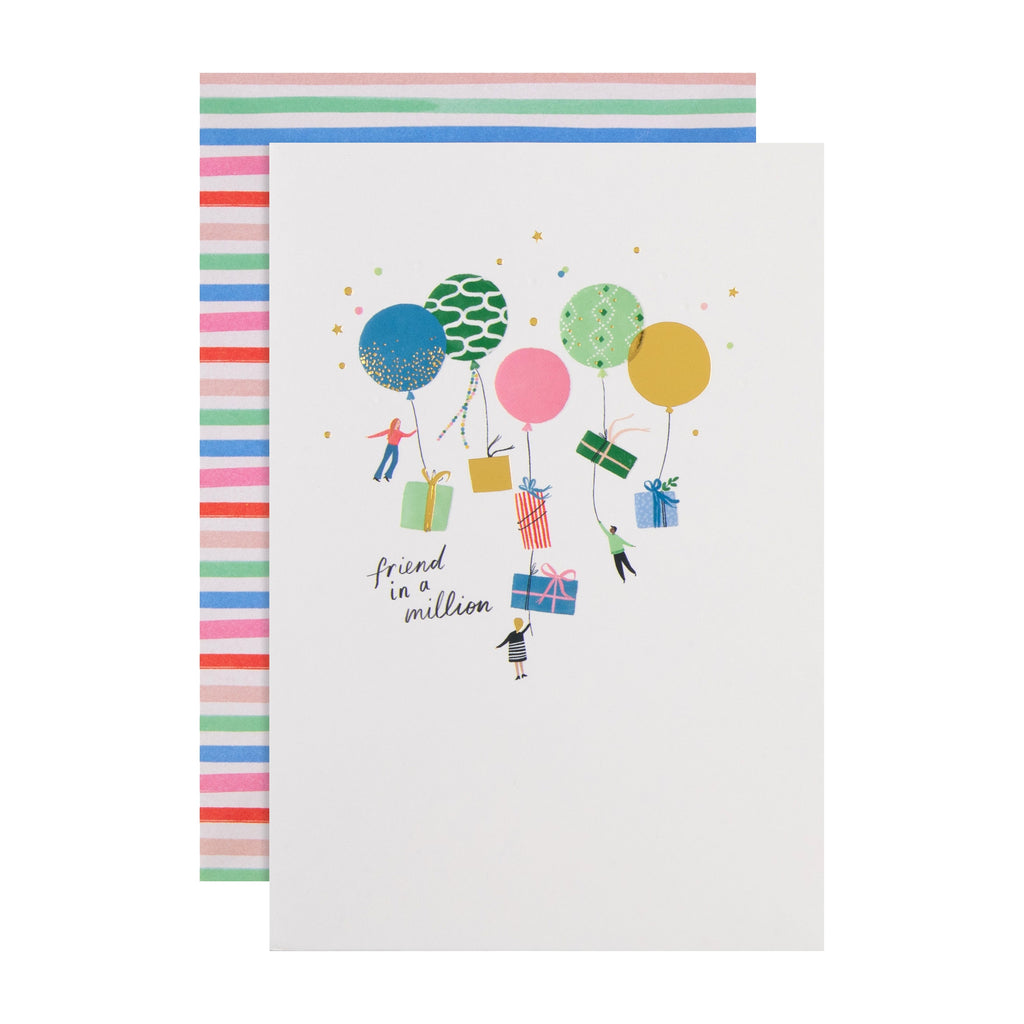 Daydream Wishes Birthday Card - Tiny people with balloons and presents