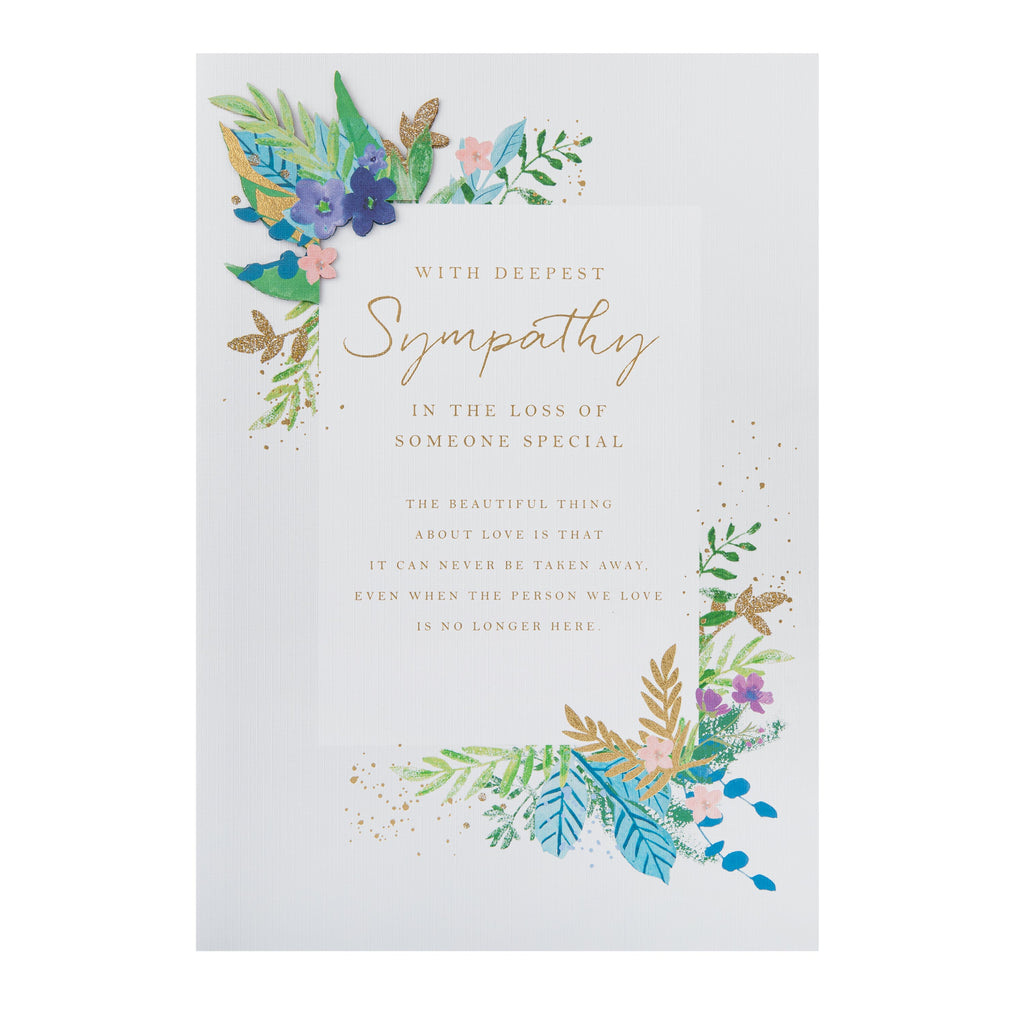 Sympathy Card - Traditional Floral Design with Heartfelt Verse