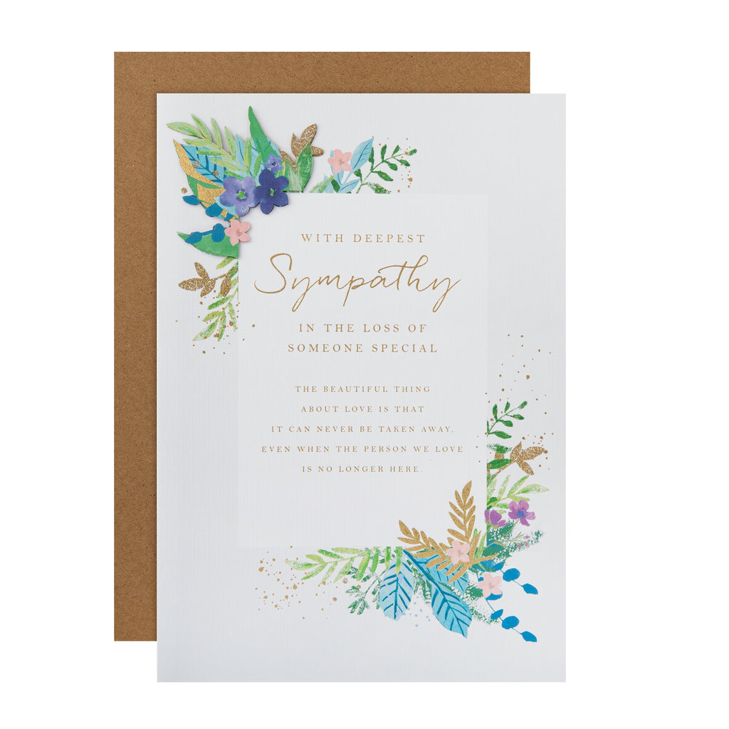 Sympathy Card - Traditional Floral Design with Heartfelt Verse