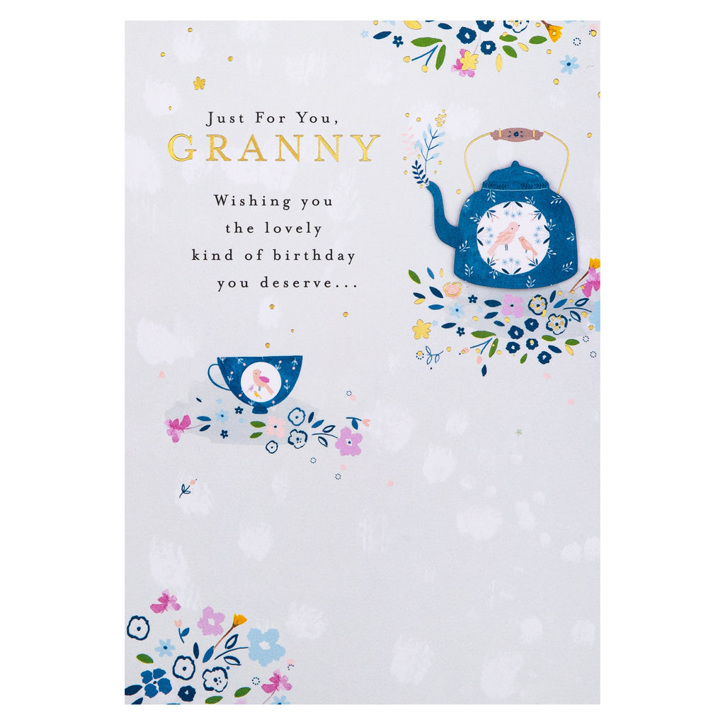 Birthday Card for Granny - Lucy Cromwell Kettle & Tea Design