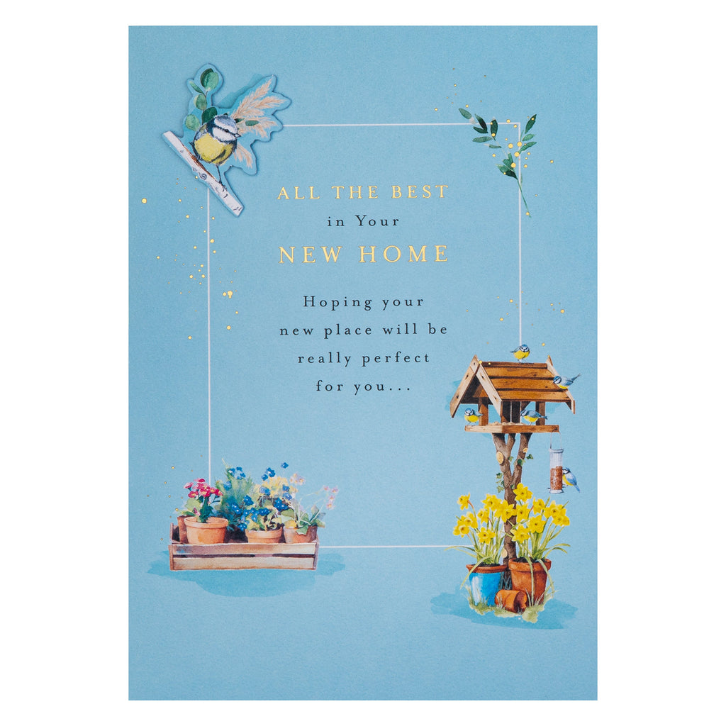 New Home Card - Lucy Cromwell Garden Birds & Flowers Design