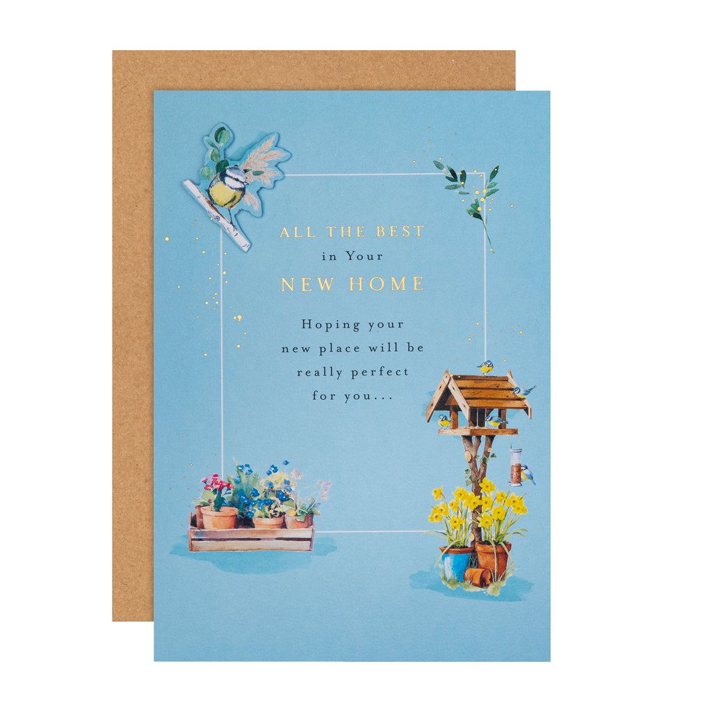 New Home Card - Lucy Cromwell Garden Birds & Flowers Design