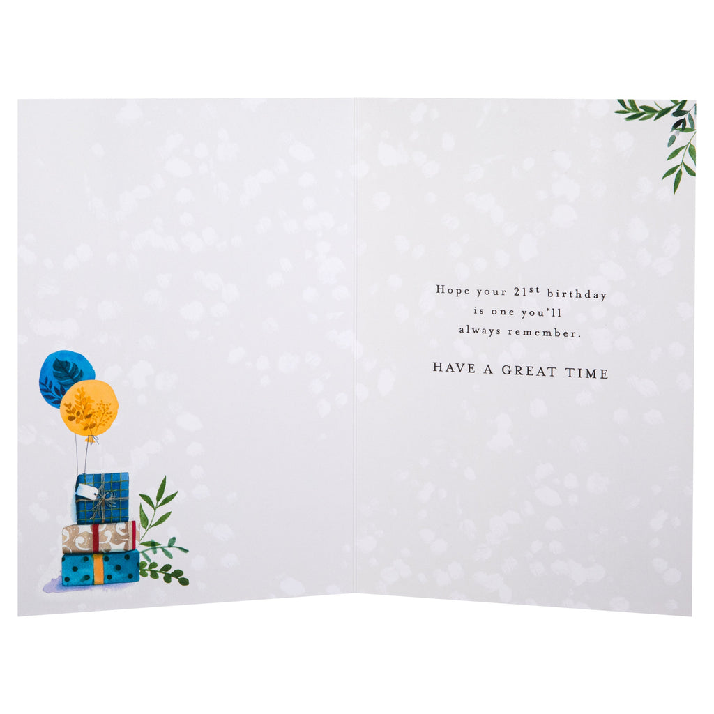 21st Birthday Card - Lucy Cromwell Presents & Balloons Design