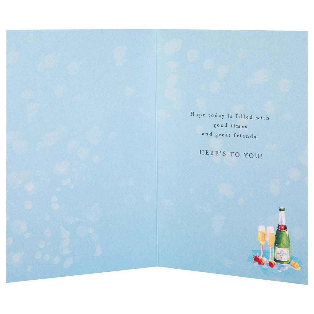 Birthday Card - Lucy Cromwell Champagne & Flowers Design