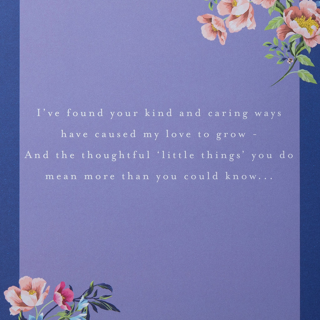 Birthday Card for Wife - Pink Traditional Floral Design with Heartfelt Verse