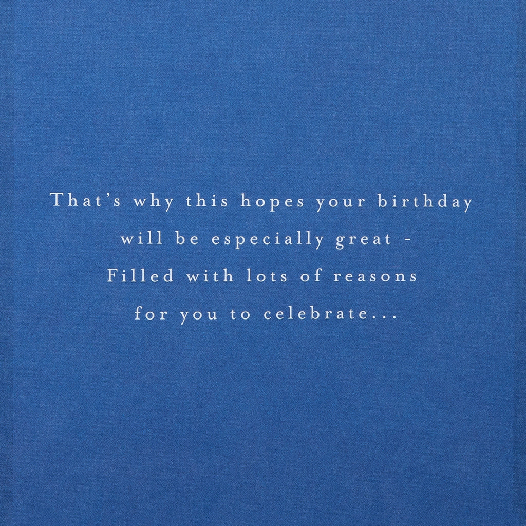 Birthday Card for Son - Blue Traditional Floral Design with Heartfelt Verse