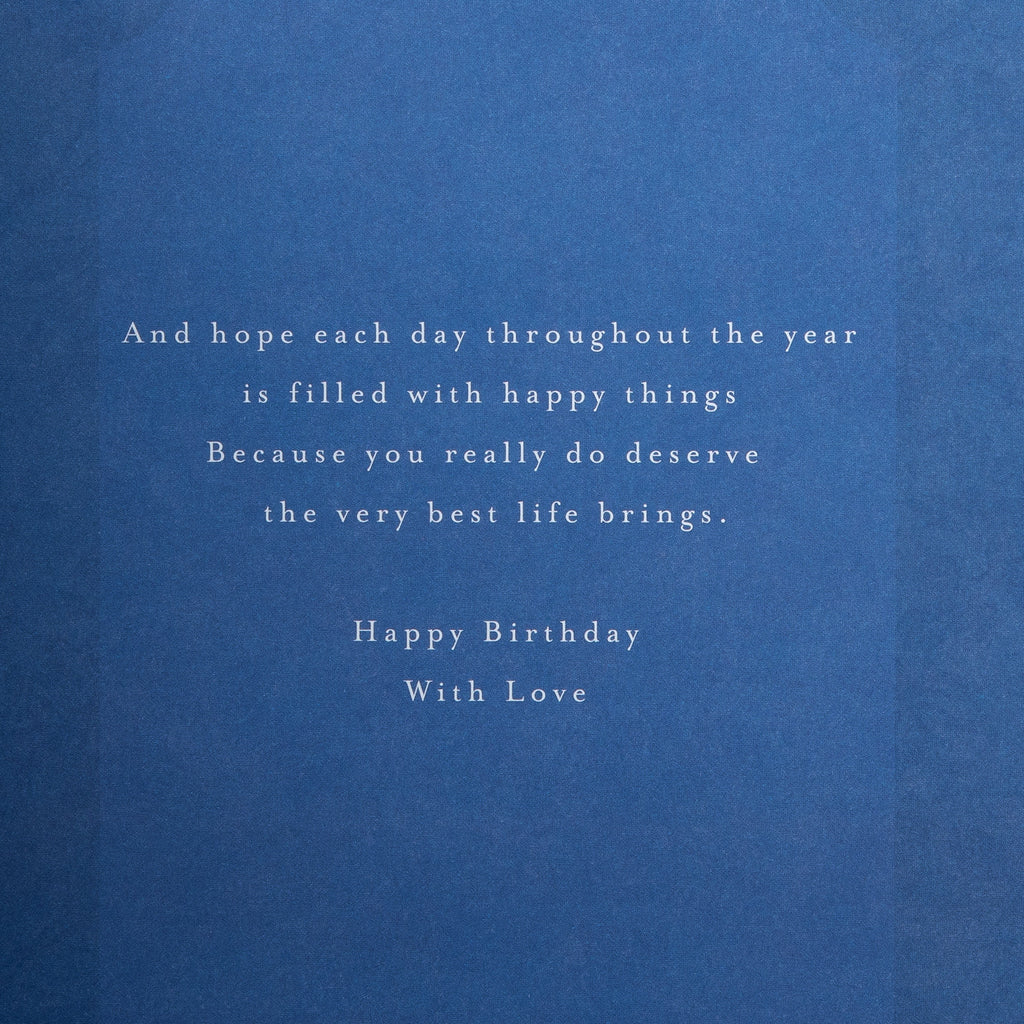 Birthday Card for Son - Blue Traditional Floral Design with Heartfelt Verse