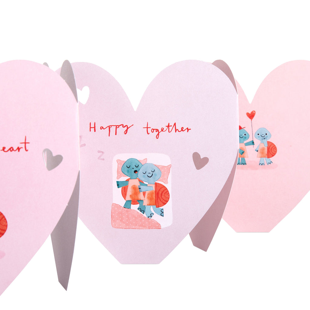 Valentine's Day Card for One I Love - Fold-Out Pink Hearts Banner Design