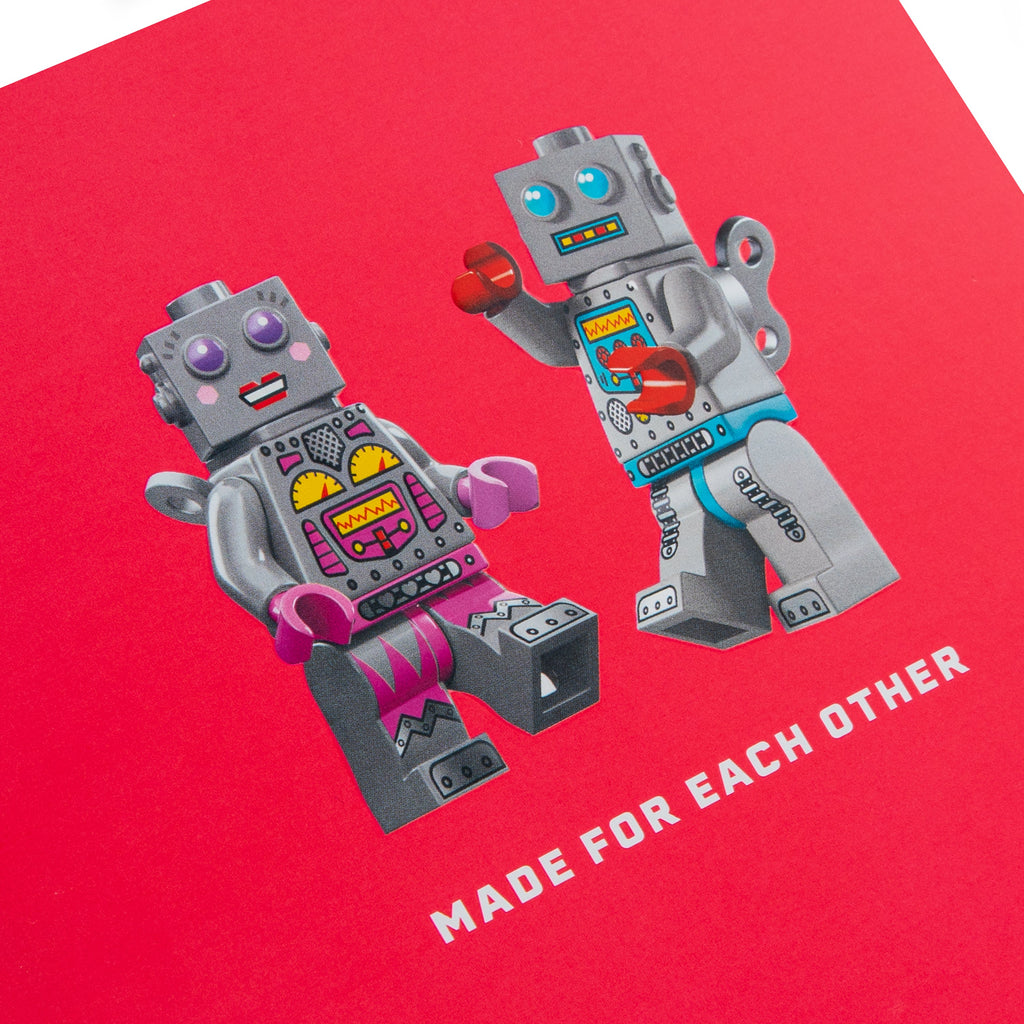 Greeting Card - Red LEGO Robot Characters Design