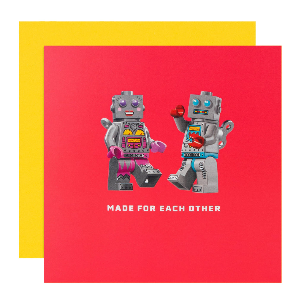 Greeting Card - Red LEGO Robot Characters Design