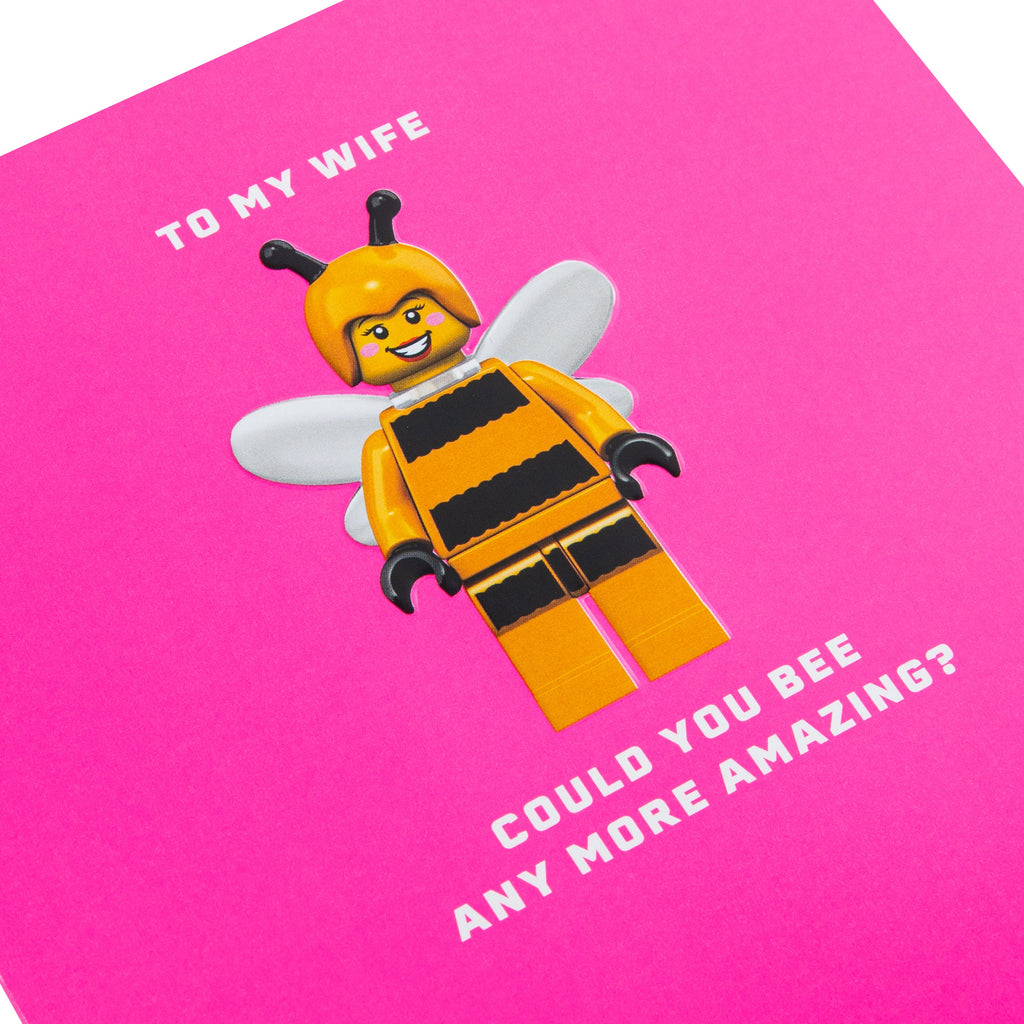 Greeting Card for Wife - Pink LEGO Bumble Bee Character Design