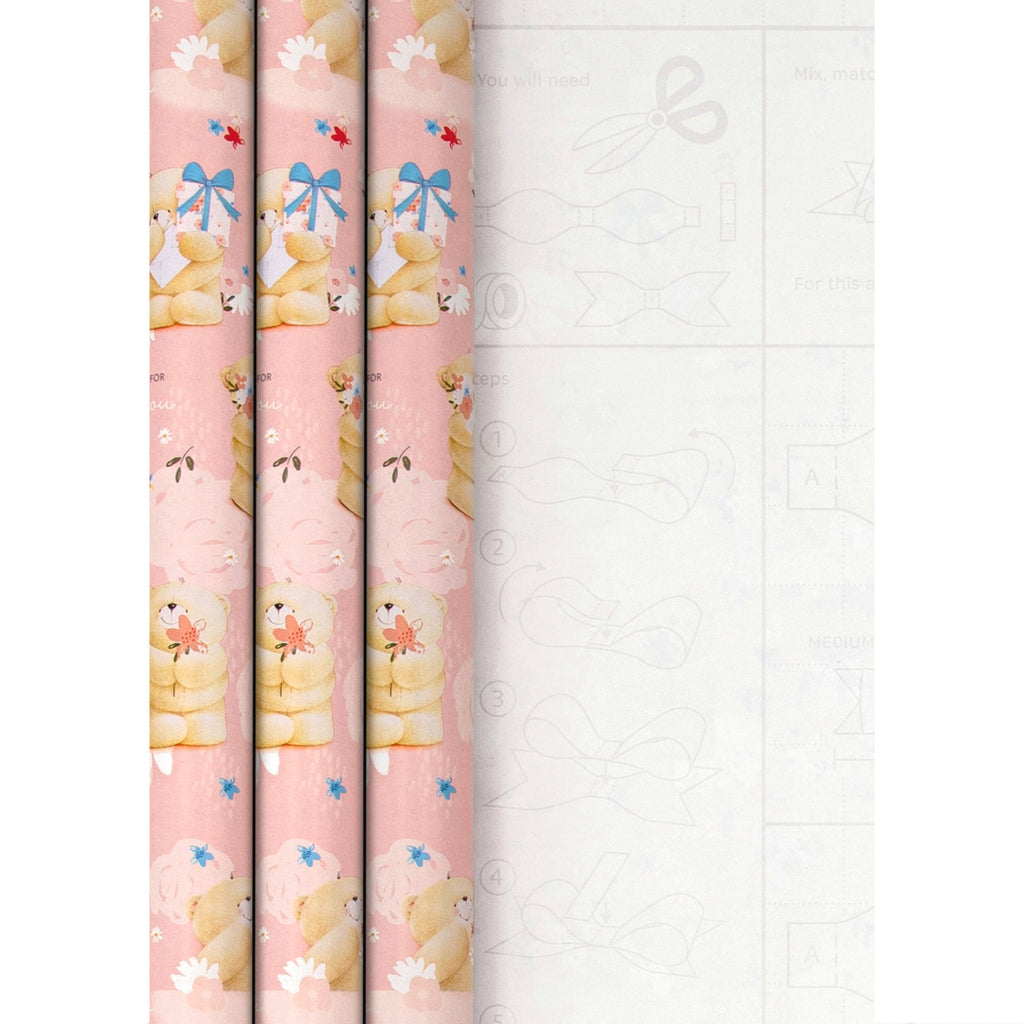 6M Any Occasion Wrapping Paper - 3 x 2M Rolls in 1 Cute Forever Friends Design