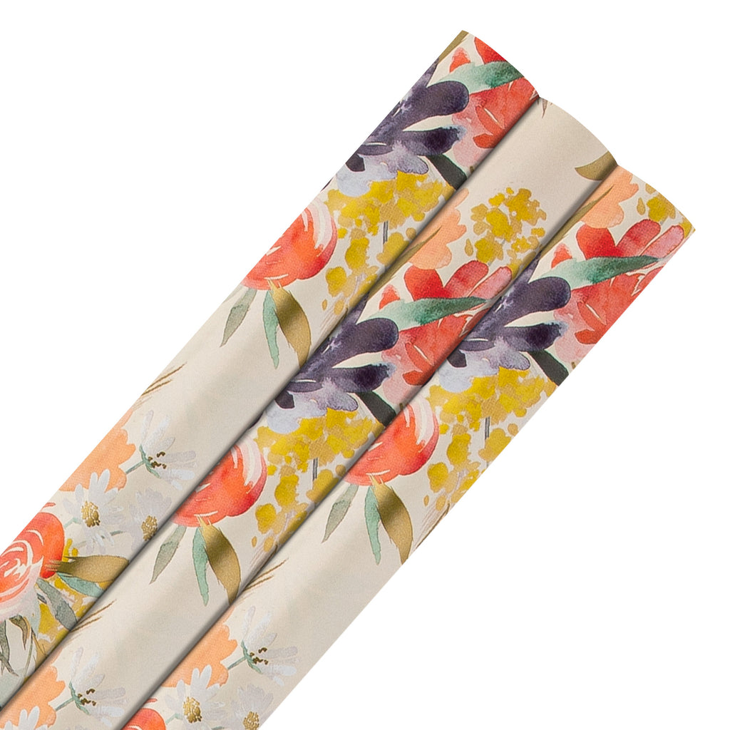 6M Any Occasion Wrapping Paper - 3 x 2M Rolls in 1 Floral Design