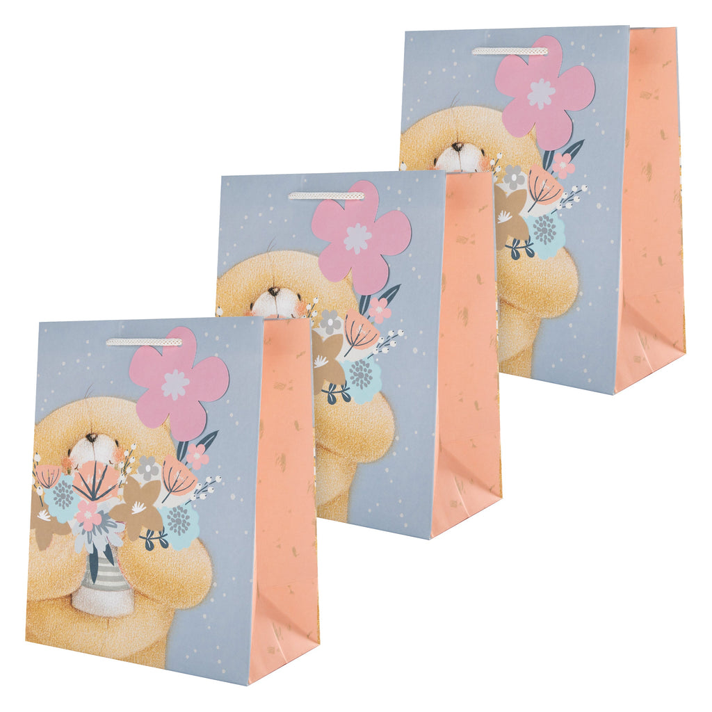 Pack of 3 Medium Gift Bags - Blue Forever Friends Bear Design