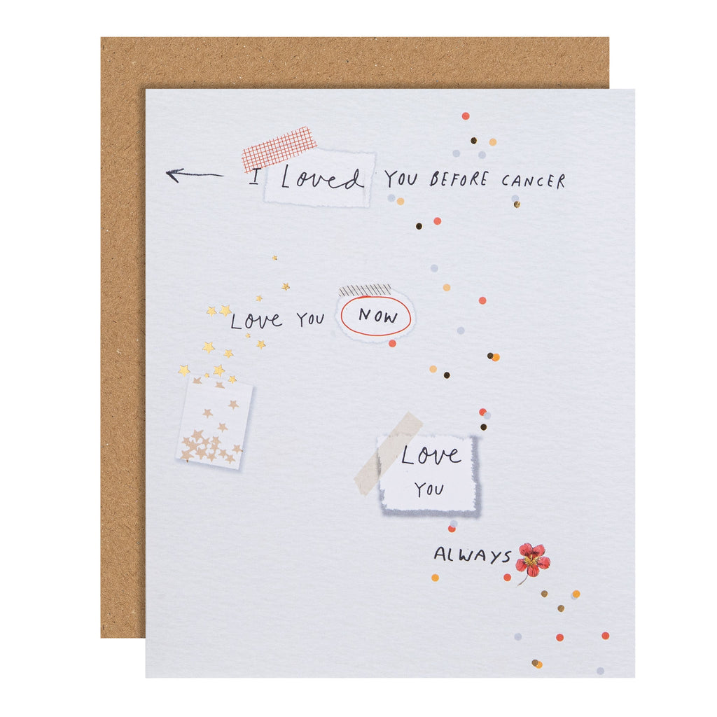 Thinking of You' Cancer Card - Scrapbook with Gold Stars Design