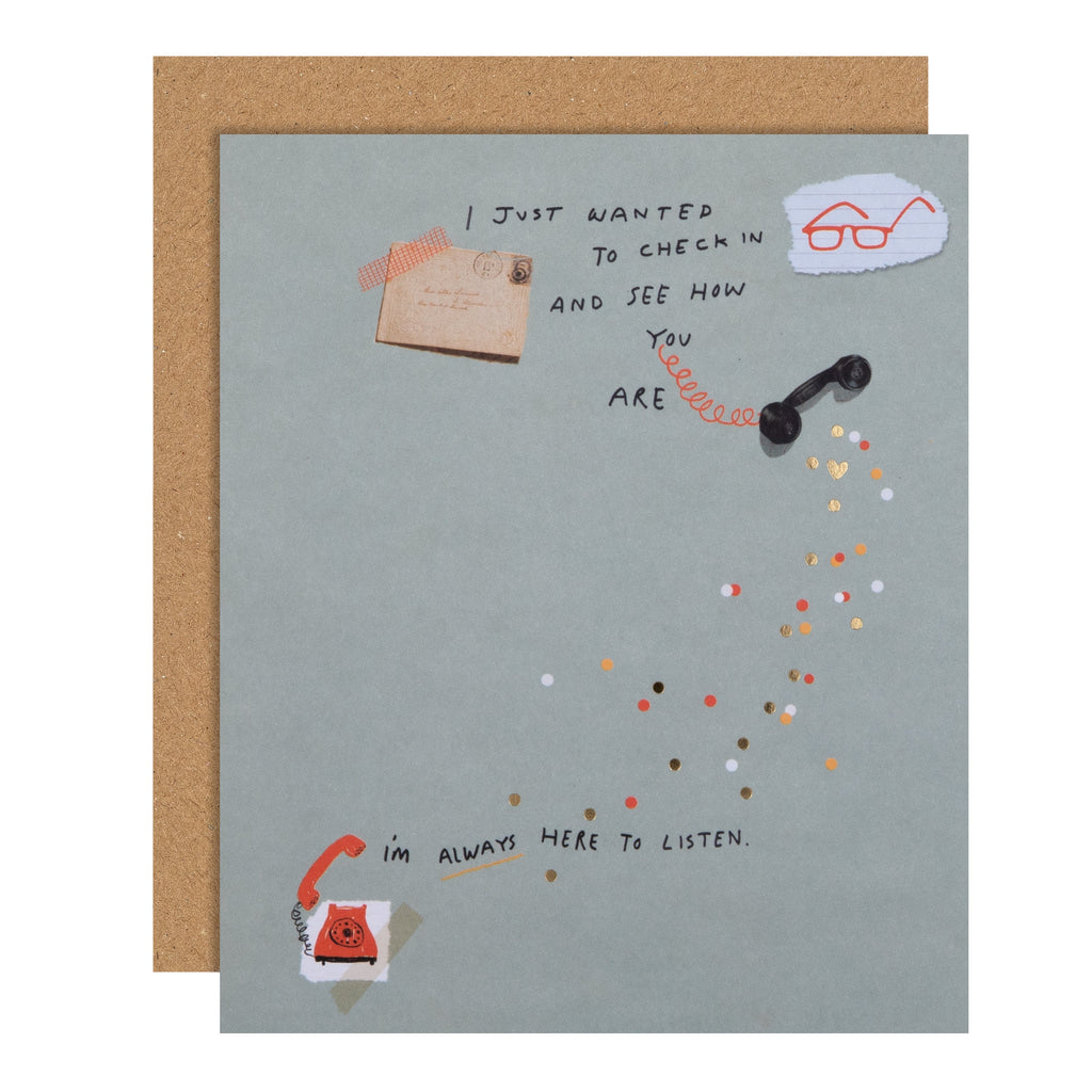 Just Checking In' Cancer Card - Scrapbook with Confetti Design