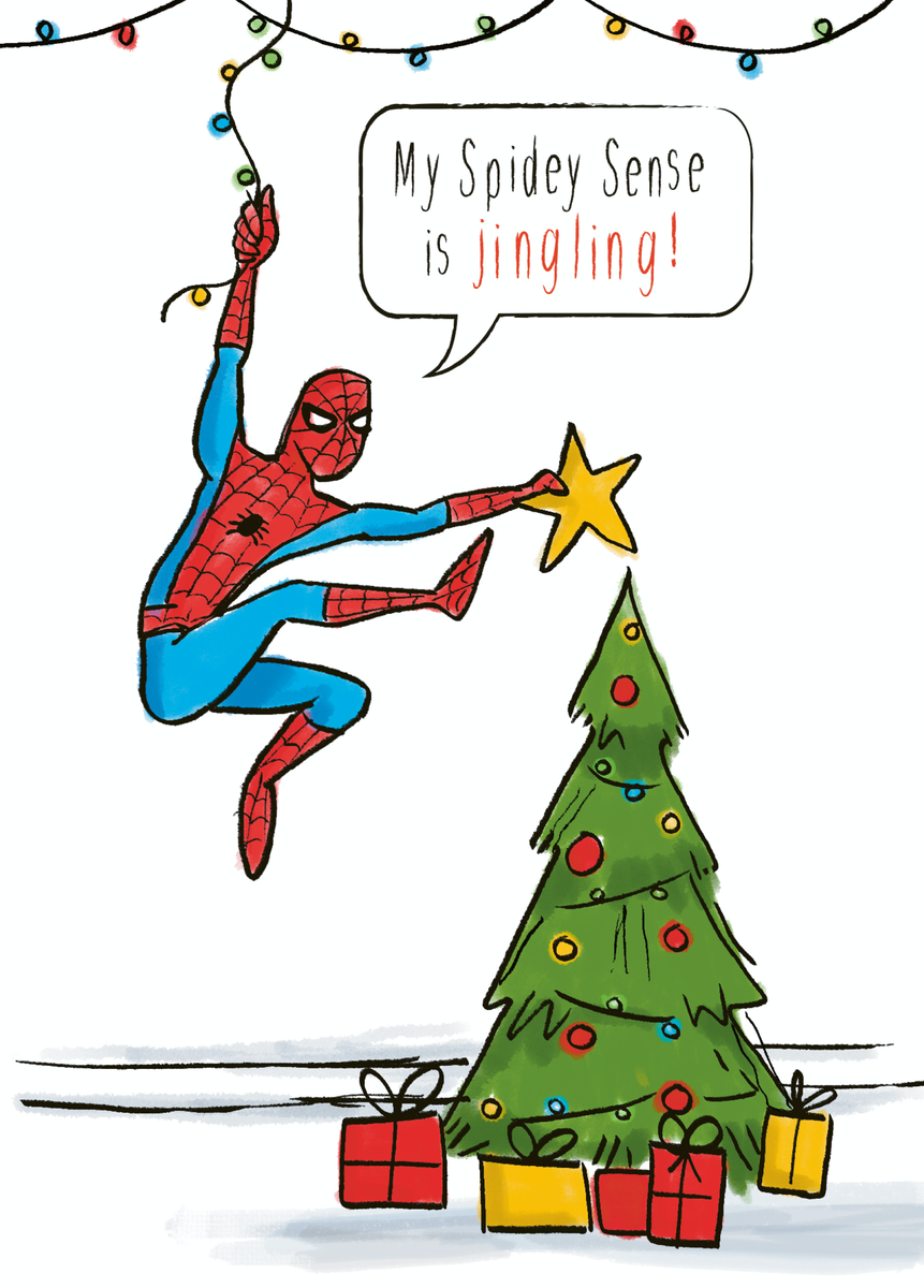 Personalised Funny MARVEL Spider-Man Spidey-Sense Christmas Card – Hallmark