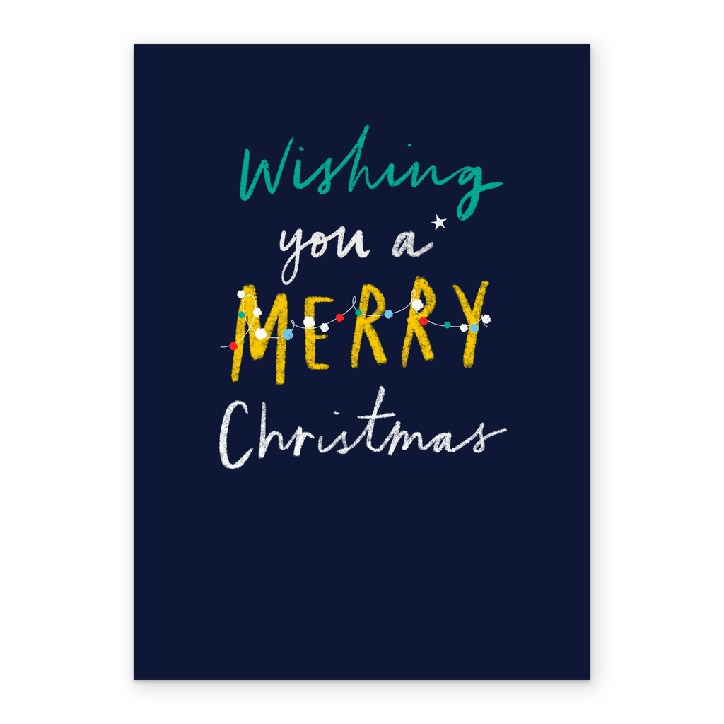 Personalised Modern Text Based Wishing You A Merry Christmas Card Hallmark 