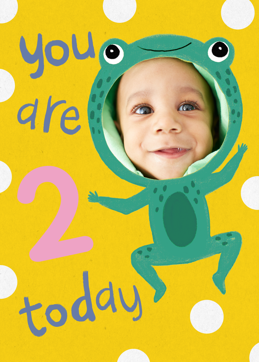 Personalised Cute Frog 2nd Birthday Photo Upload Card | Hallmark UK