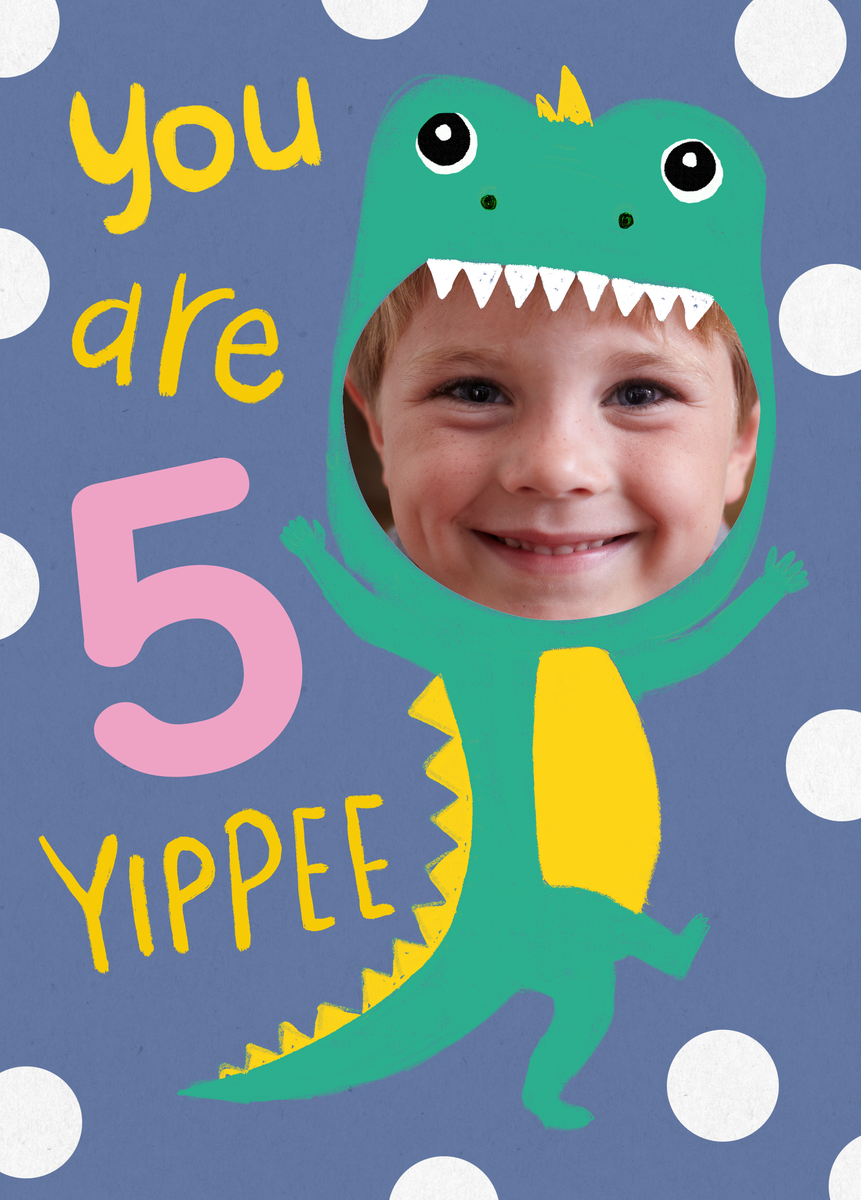 Personalised Crocodile 5th Birthday Photo Upload Card | Hallmark UK