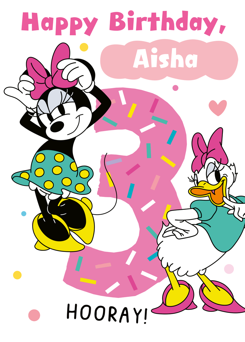 Personalised Pink Disney Minnie Mouse 3rd Birthday Card | Hallmark UK