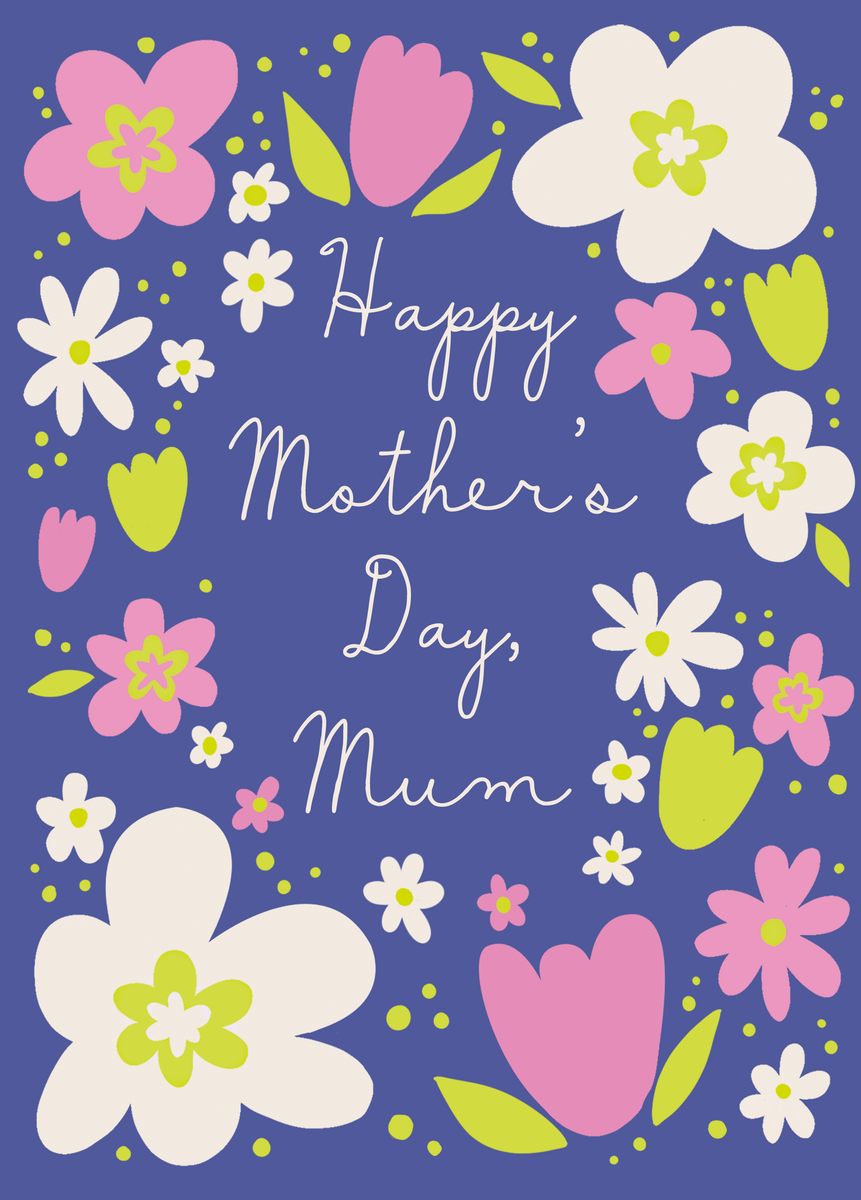 Personalised Blue Florals Mothers Day Card Hallmark Uk