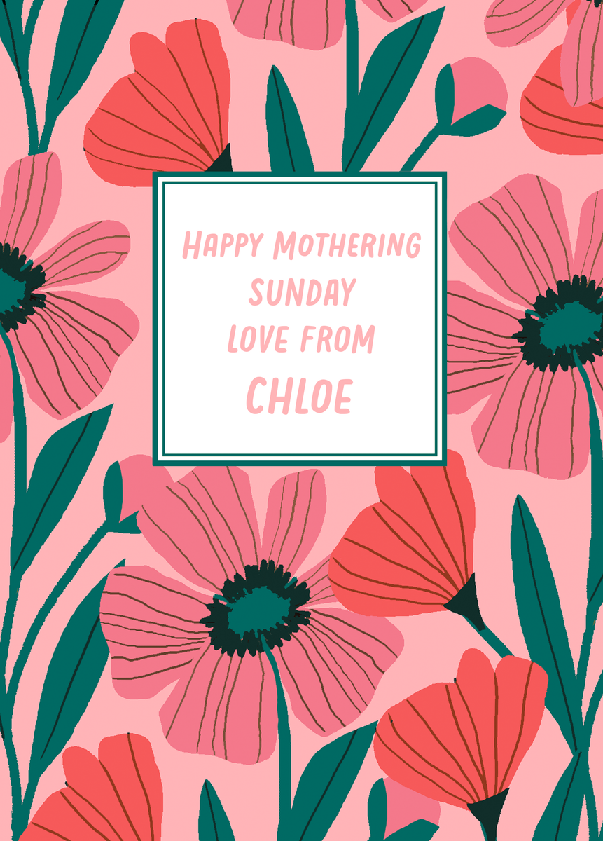 Personalised Editable Pink Florals Mothers Day Card Hallmark Uk 1164