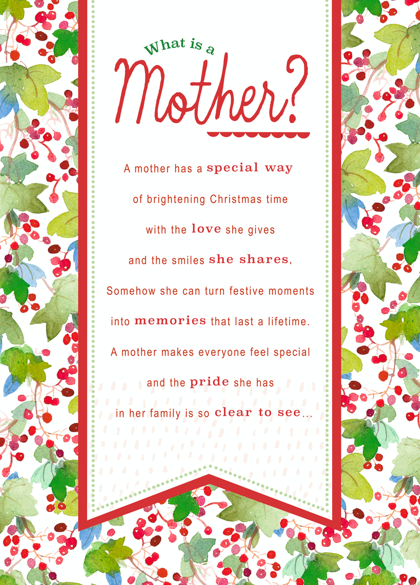 Personalised Mother Poem Christmas Card – Hallmark