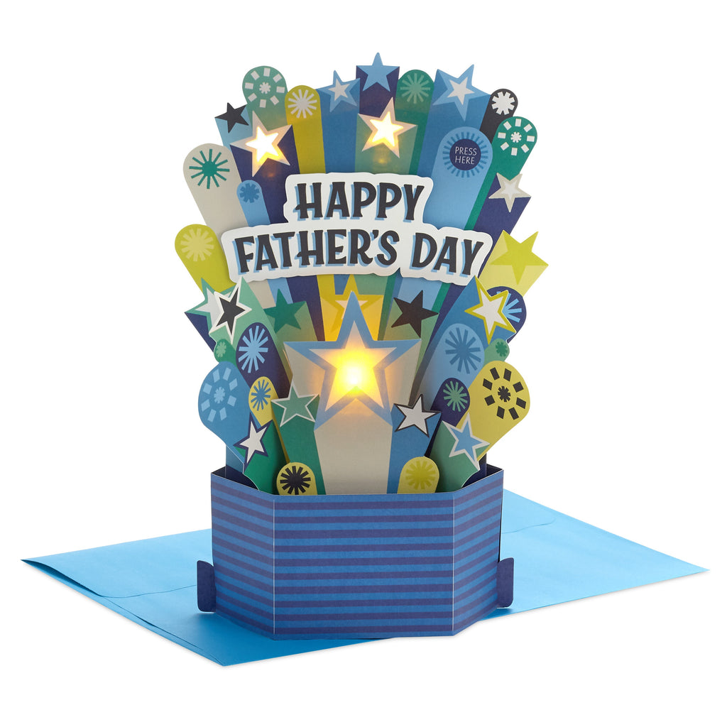 Musical & Light Up Father's Day Card - 3D Pop-Up Father's Day Banner