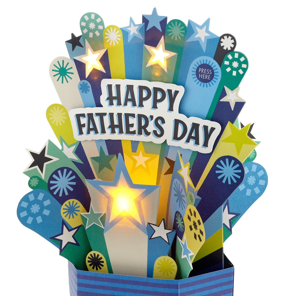 Musical & Light Up Father's Day Card - 3D Pop-Up Father's Day Banner