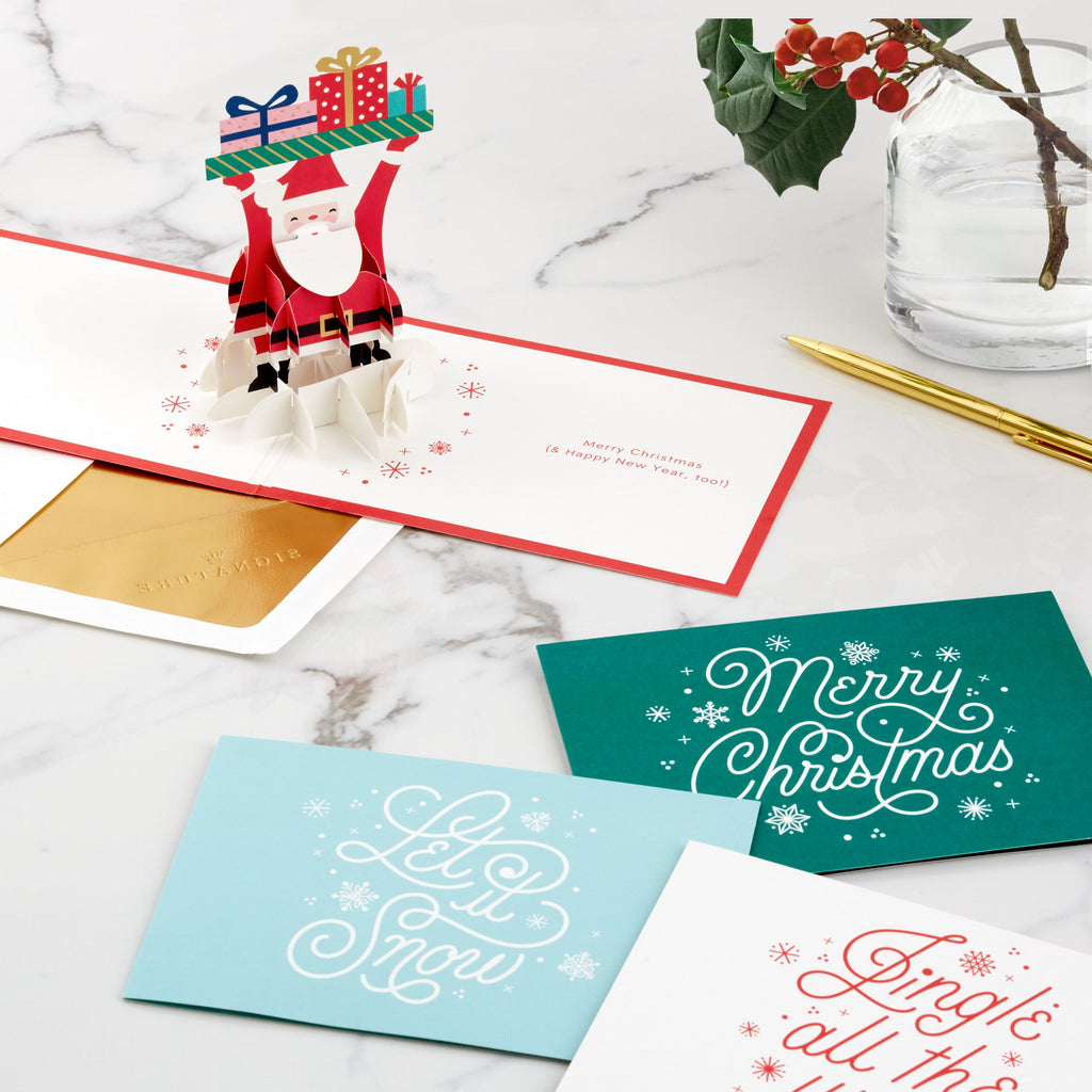 Christmas Cards - Pack of 4 3D Pop-Up Festive Designs