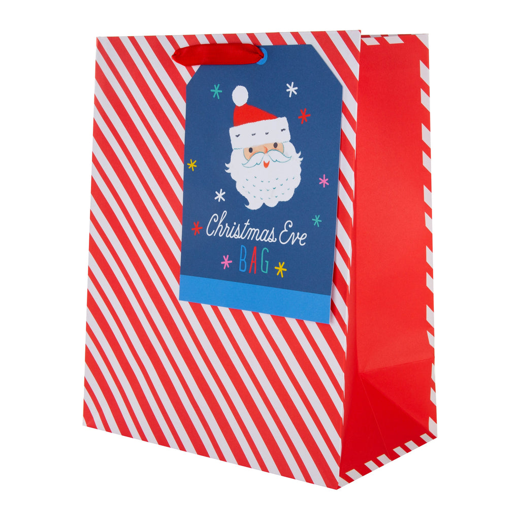 Large Christmas Eve Gift Bags - Pack of 2 Red & White Stripes Designs