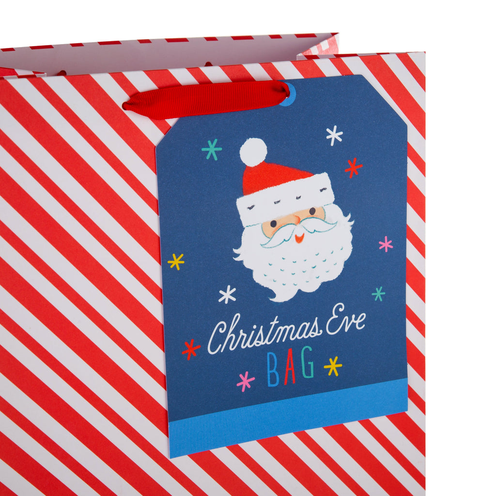 Large Christmas Eve Gift Bags - Pack of 2 Red & White Stripes Designs